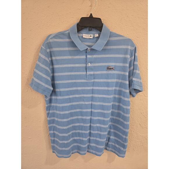 LACOSTE REGULAR FIT BIG CROC STRIPE CAVIAR BLUE COTTON POLO SHIRT XL (6) PH5682 - Picture 1 of 4